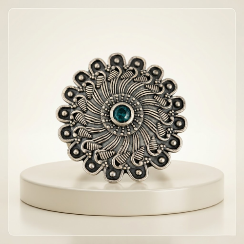 Royal Spiral Oxidised Statement Ring