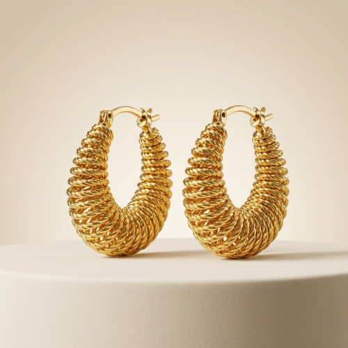 Luxe Spiral Anti-Tarnish Gold Hoop Earrings
