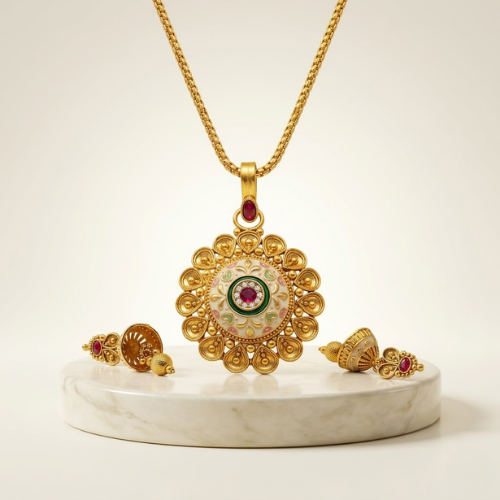 Rajsi Mandala Rajwadi Pendant Set