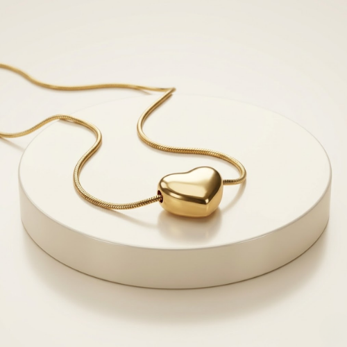 Anti-Tarnish Gold Heart Pendant Necklace