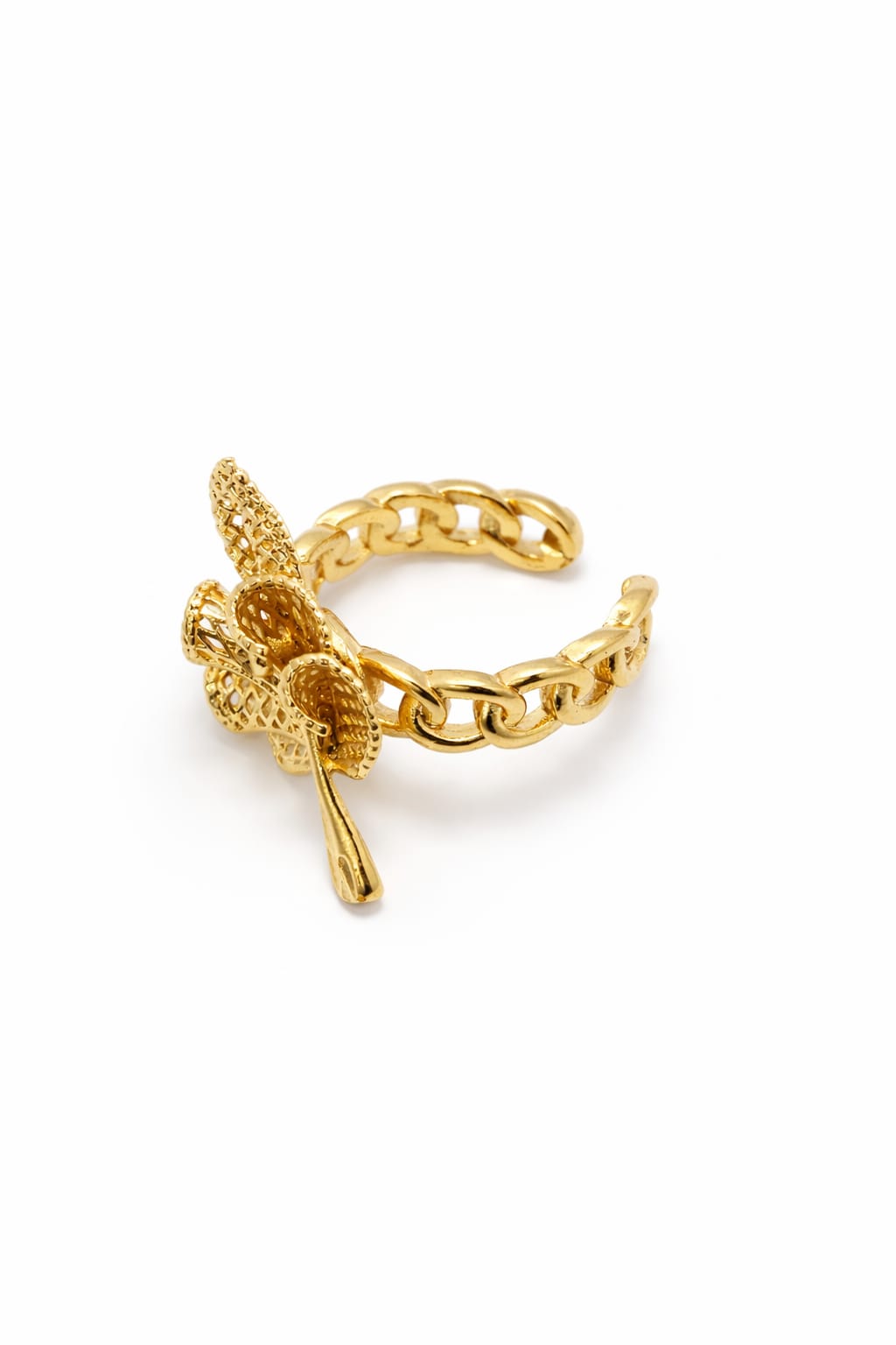 Floral Bloom Anti-Tarnish Gold Bracelet with Ring