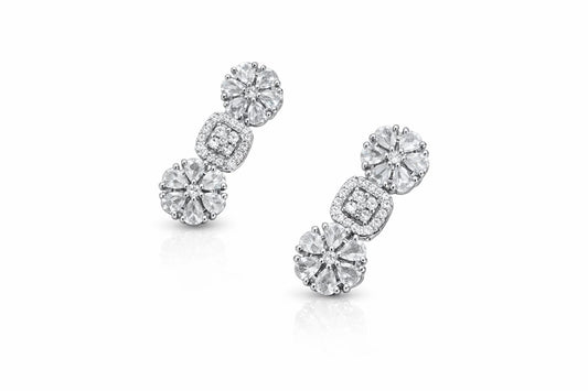 Crystal Floral Ear Crawler Earrings with Pavé Accent