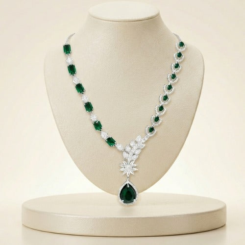 Emerald Royale American Diamond Necklace Set