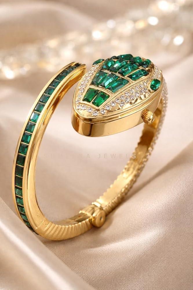 Emerald Green Crystal Open Cuff Bracelet