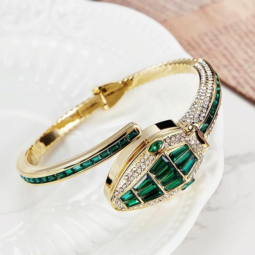 Emerald Green Crystal Open Cuff Bracelet