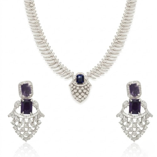 Amethyst Luxe American Diamond Necklace Set