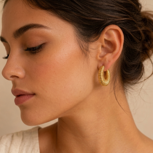 Luxe Spiral Anti-Tarnish Gold Hoop Earrings