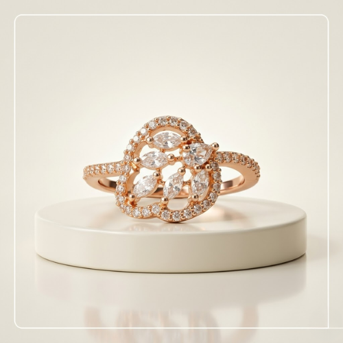 Rose Luxe American Diamond Floral Ring
