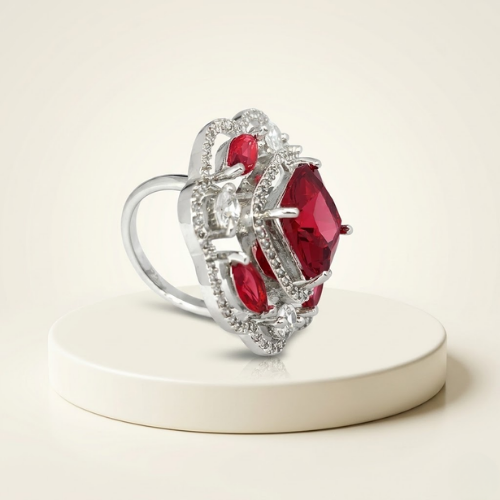 American Diamond Ruby Statement Ring