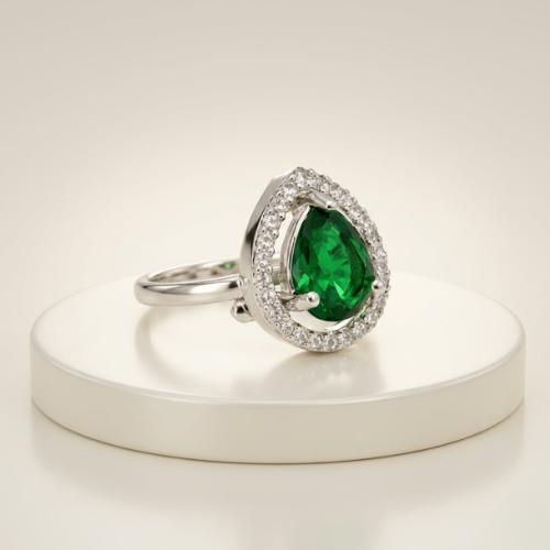 Emerald Drop American Diamond Ring