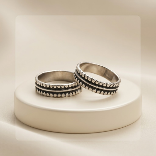 Oxidised Beaded Adjustable Toe Rings (Pair)
