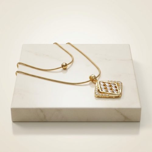Anti-Tarnish Gold Layered Pendant Necklace