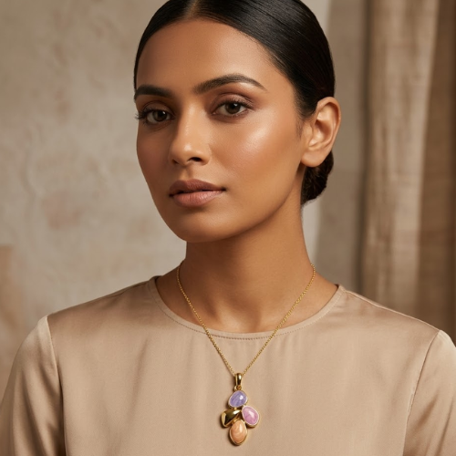 Pastel Petal Anti-Tarnish Gold Pendant Set