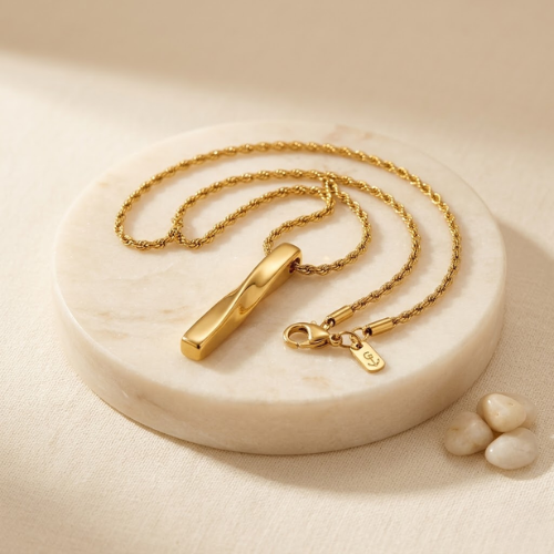 Anti-Tarnish Gold Minimal Bar Pendant Necklace