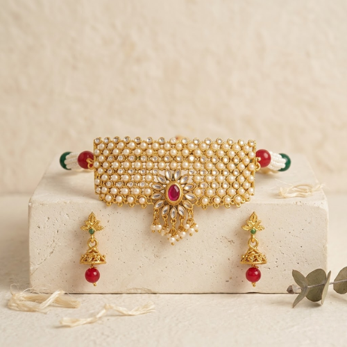 Pearl Maharani Rajwadi Choker Set